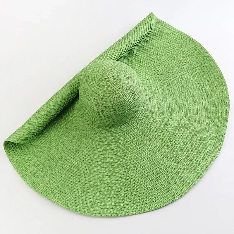 70cm Oversized Wide Brim Sun Hat Travel Large UV Protection Beach Straw Hats Women's Summer Floppy Foldable Chapeaux Wholesale