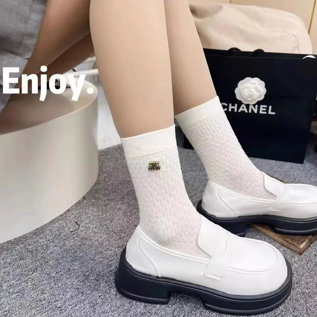 Retro Metal Letter Label Socks Brand Designer Sock Europe Letter Cotton Luxury Socks Sexy Warm Personality Fashion Boots Socks LUXLIFE BRANDS