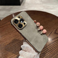 Sheepskin Phone Case For iPhone 15 11 13 12 14 16 Pro Max Plus Plating Bumper Turn Fur Lambskin Leather Metal Lens Phone Cover Luxlife Brands