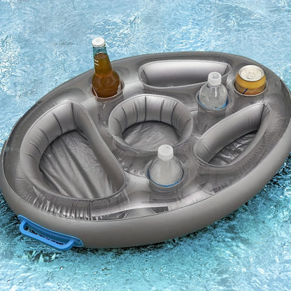 Inflatable Pool Party Float with Ice Bucket & Cup Holders