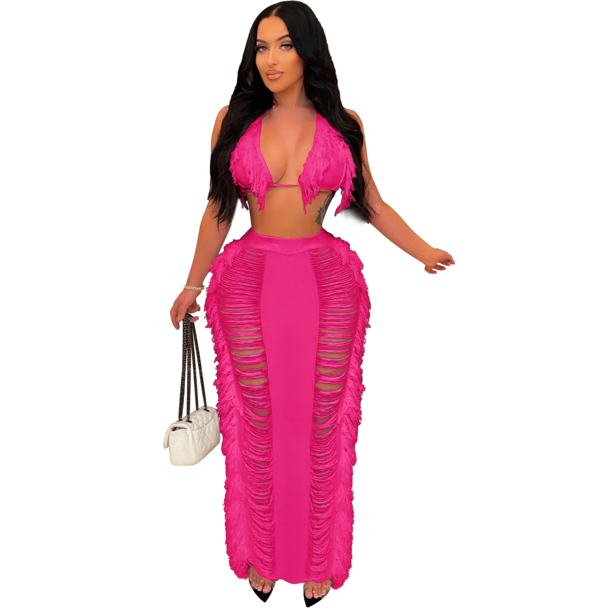 Maui Crochet Halter Crop Top & Pants Beach Set