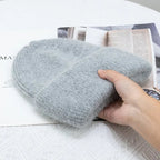 Fashion Warm Skullies Angola Rabbit Fur Winter Knitted Beanies Women Cap Female Three Fold Ski Outdoor Hats Luxlife Brands