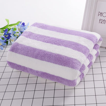 Hotel beauty salon quick-drying beach towel home soft absorbent face towel striped coral fleece bath towel