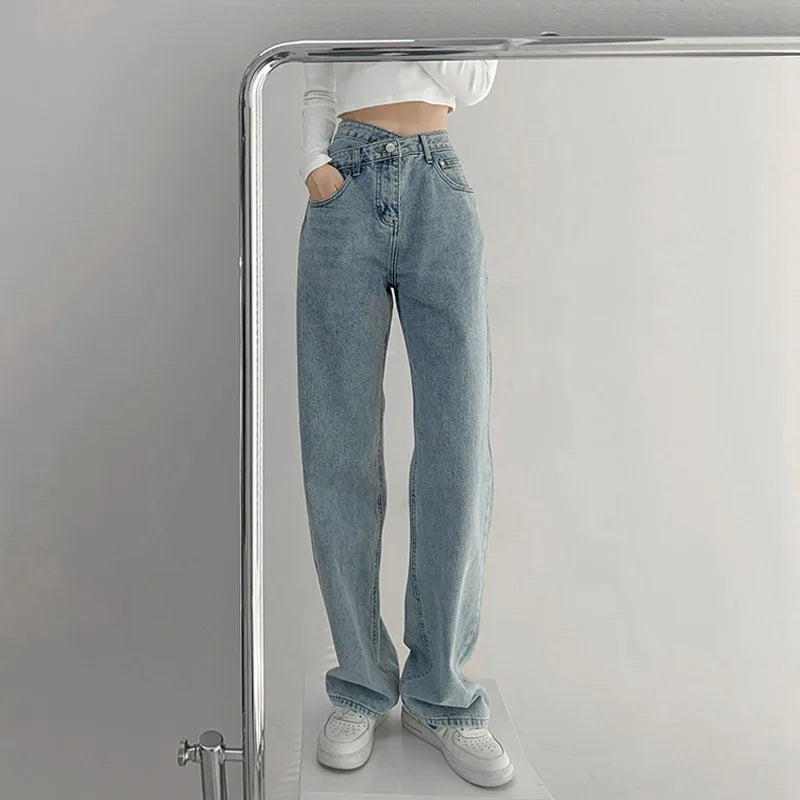 Woman Jeans Wide Leg Cotton Denim Clothing 2023 New Trand Streetwear Vintage High Waist Trousers Fashion Straight Pants LUXLIFE BRANDS