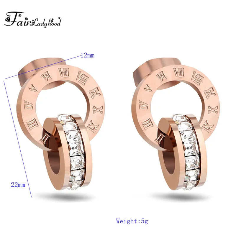 Fairladyhood Lucky Roman Digital Pendant Necklace Set Stainless  Steel Clavicle Pendant Fashion Wild Stainless Steel Jewelry Set Luxlife Brands