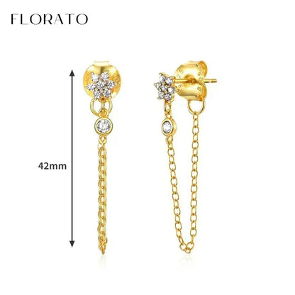 Luxury white crystal zircon earrings 925 sterling silver ear needles Hoop gold earrings For women Fashion Luxury Wedding Jewelry