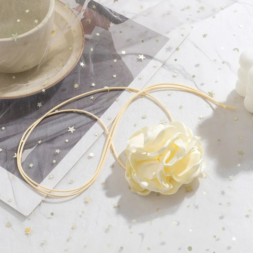 Long Rope with Big Flower Choker Necklace for Women Elegant Lace-up Rope Chain Necklace on Neck 2023 Fashion Jewelry Accessories