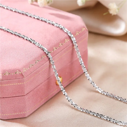 Genuine  Italian S925 Sterling Silver Necklace Sparkling Clavicle Chain Sweater Chain High Jewelry for Woman Fine Jewelry Gifts