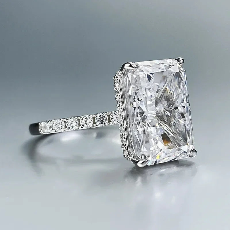 Radiant Cut 5ct Lab Diamond Ring 100% Real 925 Sterling Silver Party Wedding Band Rings for Women Men Engagement Jewelry Gift Luxlife Brands