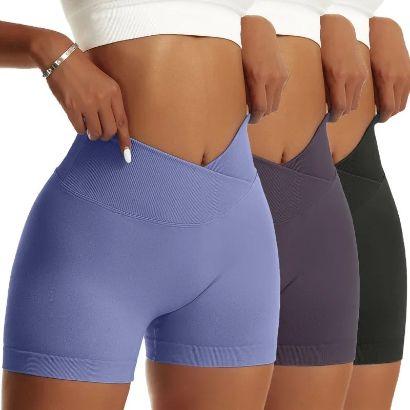 3 Pieces Women Solid Peach Hip Sports Pants High Elastic Breathable Running Biker High Waist Yoga Scrunch Butt Shorts for Women