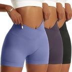3 Pieces Women Solid Peach Hip Sports Pants High Elastic Breathable Running Biker High Waist Yoga Scrunch Butt Shorts for Women Luxlife Brands