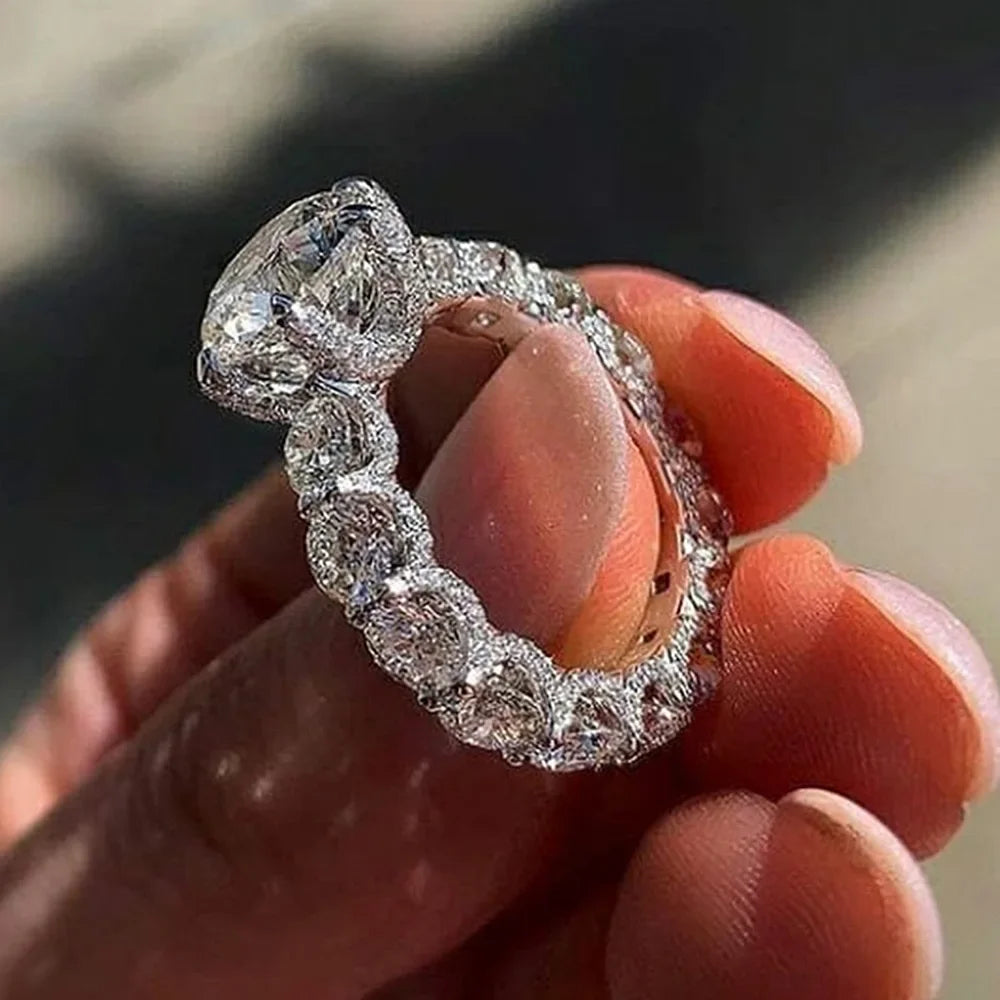 Luxury Oval 5ct Topaz Finger Ring 925 Sterling Silver Party Wedding Band Rings for Women Men Promise Engagement Jewelry Gift Luxlife Brands
