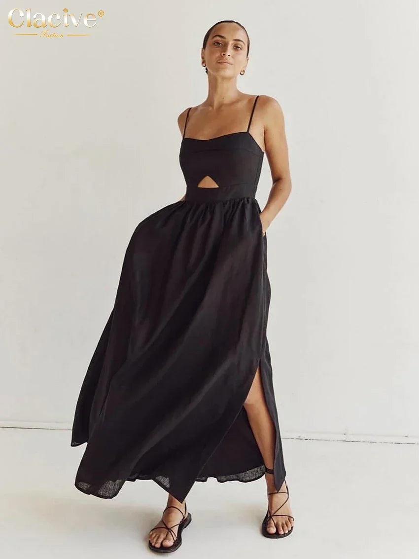 Stunning Black Cotton Prom Dress