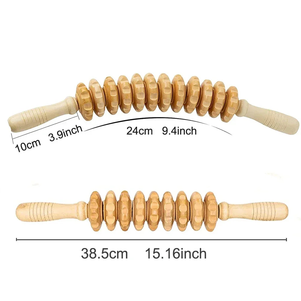Wood Roller for Stomach Cellulite,Wooden Therapy Massage Tools for Body Shaping,Wood Rolling Massage Stick for Muscle Knots