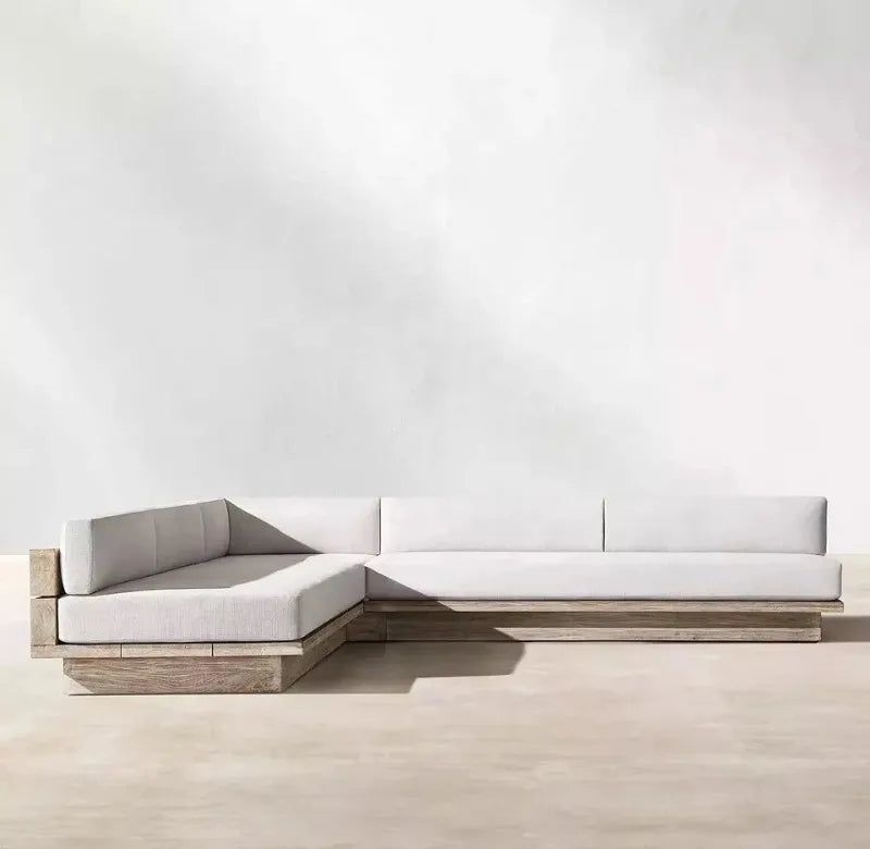 Outdoor Sofa, Creative Garden Courtyard Teak Furniture, Waterproof and Sun-proof, Outdoor Open-air Sofa Set