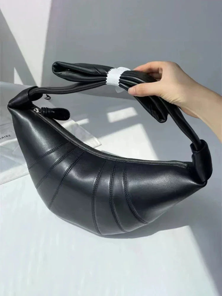 Leather Croissant Bag for Women LUXLIFE BRANDS