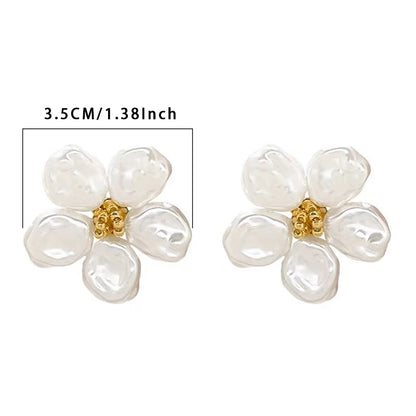 Imitation Pearl Big Flower Stud Earrings Earrings For Wmen White Luxury Niche Designer Ladies Earrings Party Gift Accessories