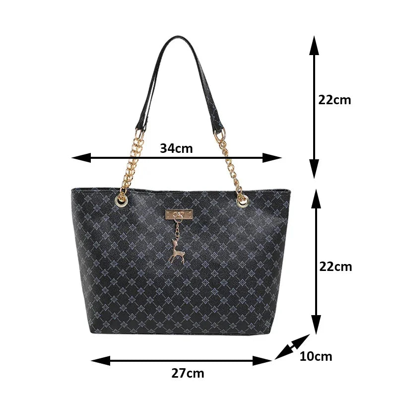 New Presbyopia Handbag Texture Soft Leather Large Capacity Tote Women Bag With Hanging Accessories Shoulder Bag Luxlife Brands
