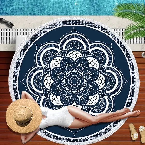 Gradient Mandala Round Beach Towel/Yoga Mat