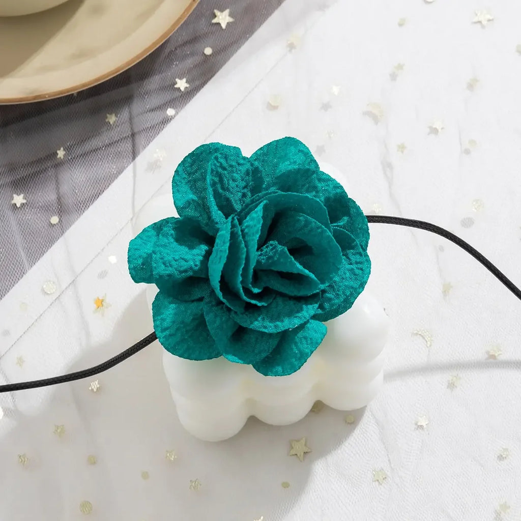 Long Rope with Big Flower Choker Necklace for Women Elegant Lace-up Rope Chain Necklace on Neck 2023 Fashion Jewelry Accessories