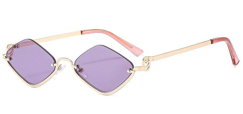 Fashion Small Polygonal Sunglasses Women Brand Metal Half Frame Glasses Ladies Hipster Sexy Cat Eye Shades Vintage