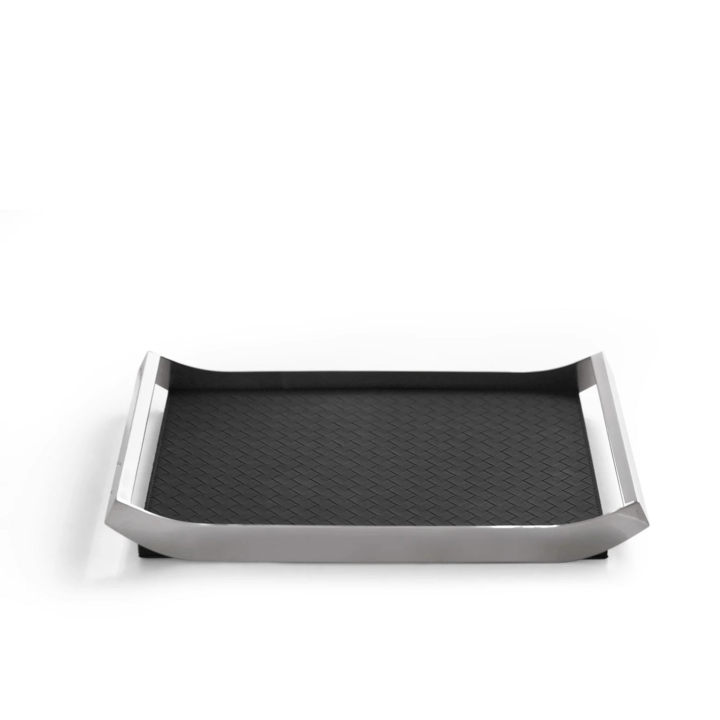 Eco Luxury Leather and Stainless Steel Serving Tray