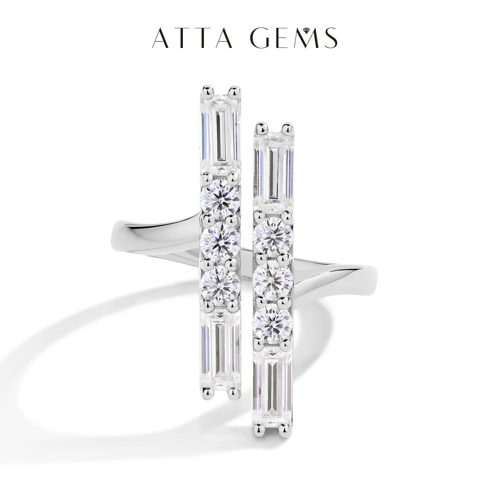 ATTAGEMS D VVS1 Color 3.0CT Moissanite Rings for Women Adjustable Ring Solid 925 Sterling SIlver Engagement Wedding Fine Jewelry