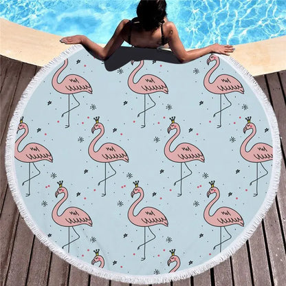 Creative Printing Microfiber Beach Towel 150cm Round Microfiber Bath Towel Outdoor Garden Picnic Mat Travel Yoga Mat