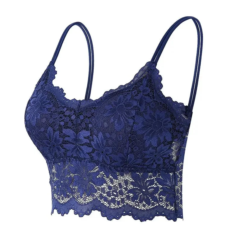 New Women Lace Bras Top Comfortable Bralette Solid Color Sexy Underwear Vest Female Hollow Out Wireless Lingerie Seamless Bra