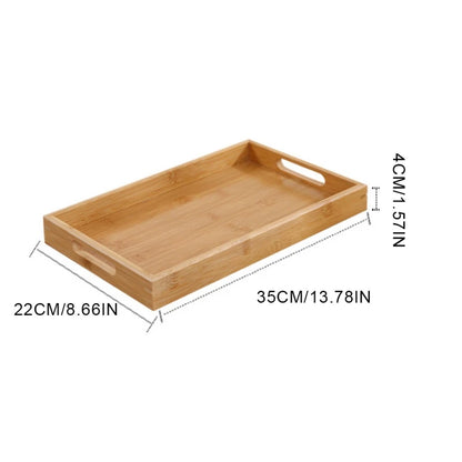 Bamboo Wooden Tea Tray Rectangular Solid Wood Serving Tray Kung Fu Tea Cup Tray With Handle Wooden Dinner Bread Fruit Food Plate