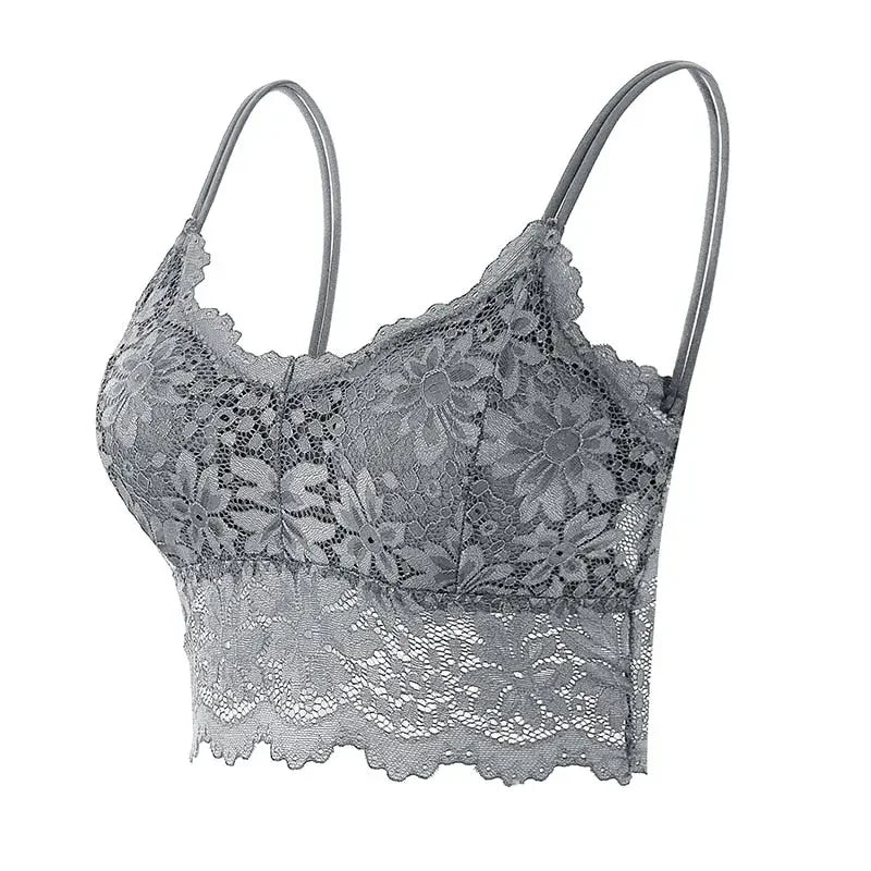 New Women Lace Bras Top Comfortable Bralette Solid Color Sexy Underwear Vest Female Hollow Out Wireless Lingerie Seamless Bra