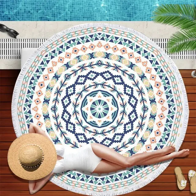 Gradient Mandala Round Beach Towel/Yoga Mat