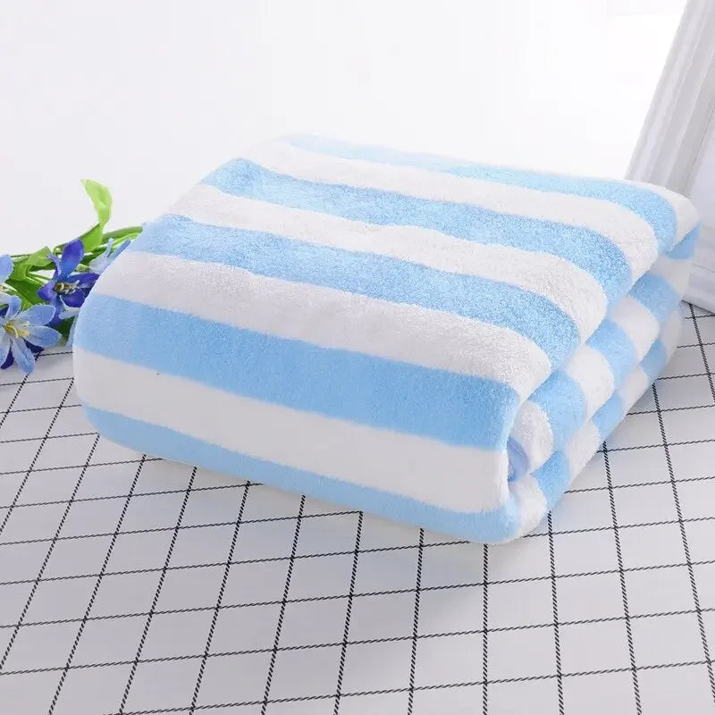 Hotel beauty salon quick-drying beach towel home soft absorbent face towel striped coral fleece bath towel