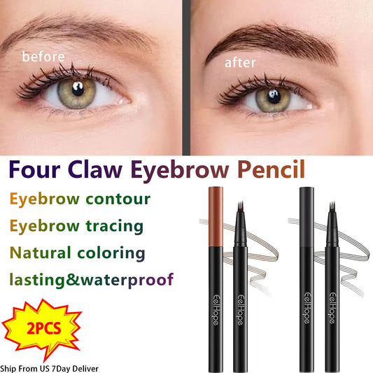 2color Four Claw Eyebrow Pencil Embellishing Eyebrow Shape Delicate Easy To Use Non-smudging Natural Shaping Eyebrow Pencil