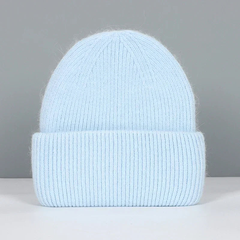 Women Winter Hat Real Rabbit Fur Winter Hats For Women Fashion Warm Beanie Hats Women Solid Adult Cover Head Cap Luxlife Brands