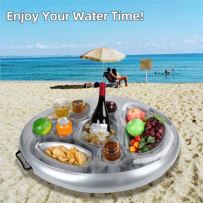 Inflatable Pool  Float Drink Holder - PVC Floating Beverage Salad Fruit Serving Tray for Swimming Pool Beach Parties, Family Gat