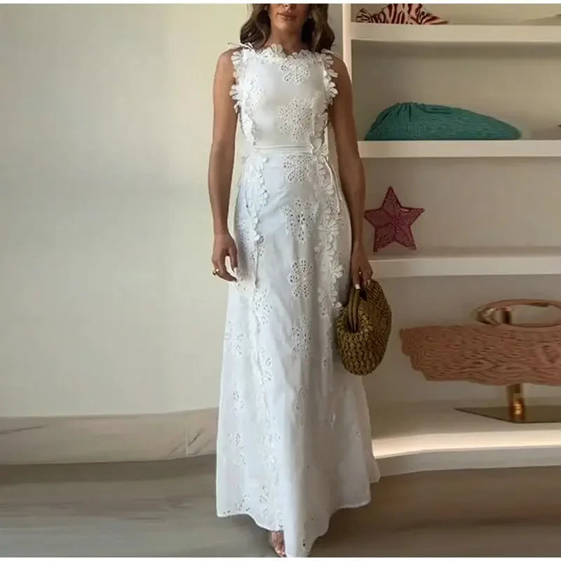Maria Embroidered Summer Maxi Dress
