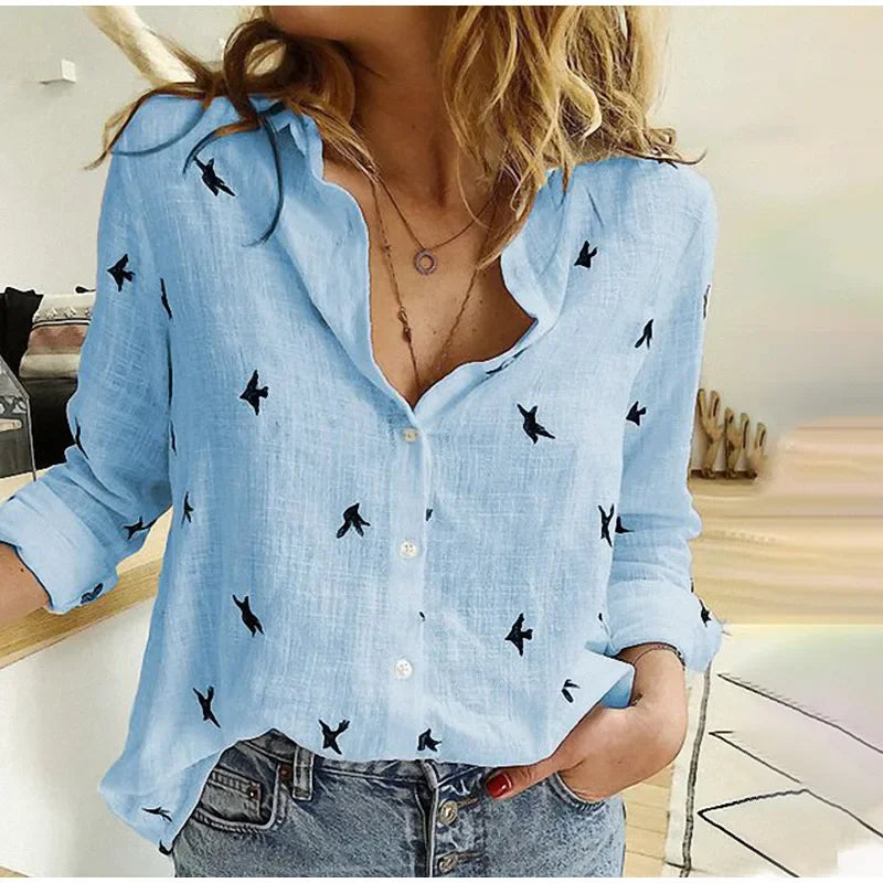 Fashion Women's Print Shirt Women's Long Sleeve Top Cotton Office 2024 Spring Summer Casual Loose Top Large 5XL Luxlife Brands