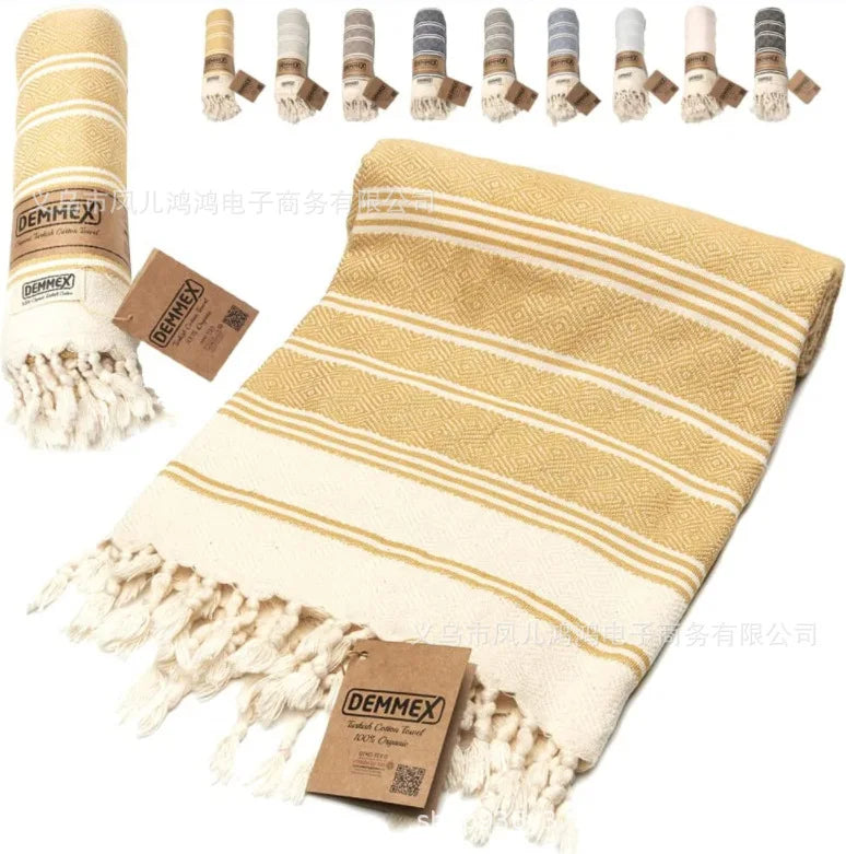 Summer Classic Popular 190x100CM Diamond Shape Lightweight Sand-free Turkish Jacquard Beach Towel Beach