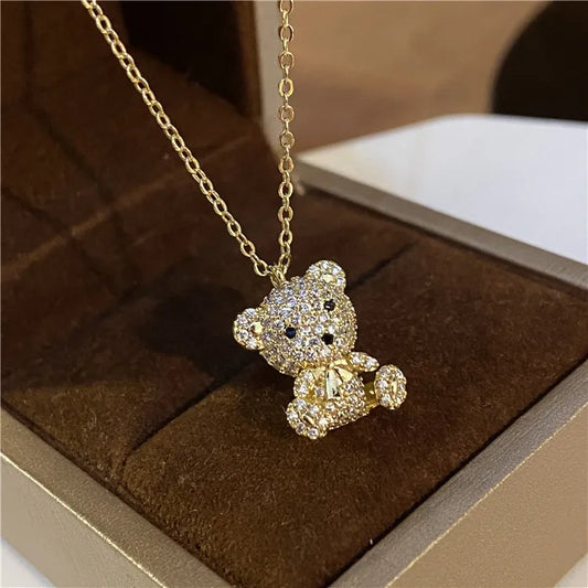 Luxury Jewelry for Women Bear Pendant Stainless Steel Necklaces for Women Neck Chain Birthday Party Present Gift Collares Mujer LUXLIFE BRANDS