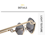 Fashion Small Polygonal Sunglasses Women Brand Metal Half Frame Glasses Ladies Hipster Sexy Cat Eye Shades Vintage Luxlife Brands