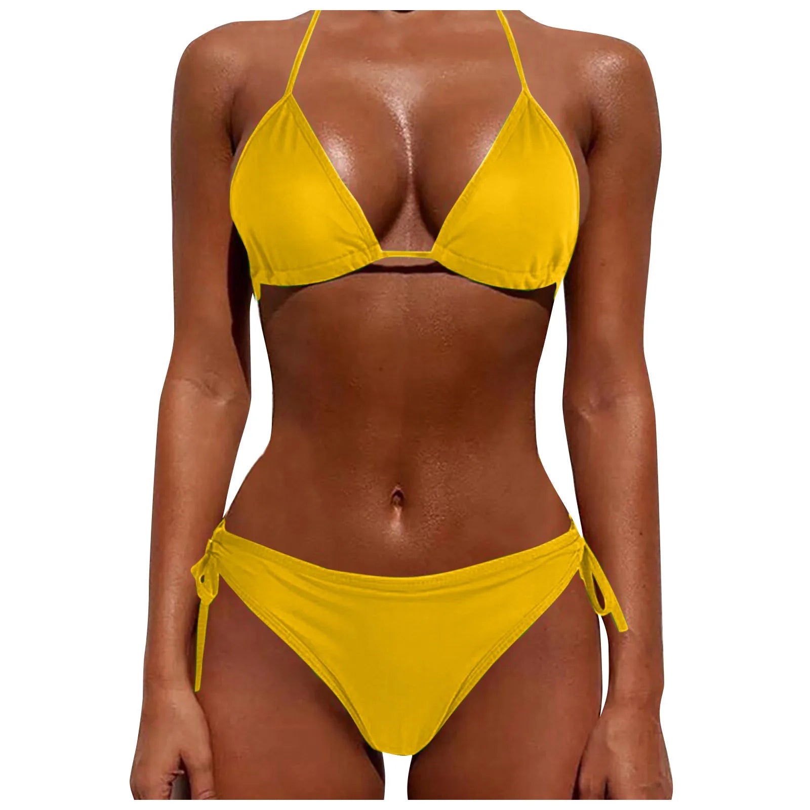 Summer Lightweight Spicy Girl Bikini Swimsuit Women'S Sexy Fashion Swimsuit Solid Color High Waist Gold Lock Bikini Swimsuit Luxlife Brands