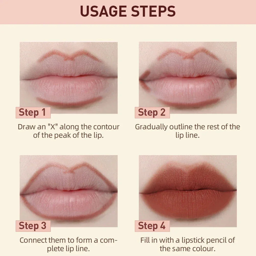 QIBEST Lipstick Pencil Waterproof Sexy Red Nude Purple Matte Tint Lipstick Lasting Lip liner Pen Longlasting Makeup Cosmetics Luxlife Brands