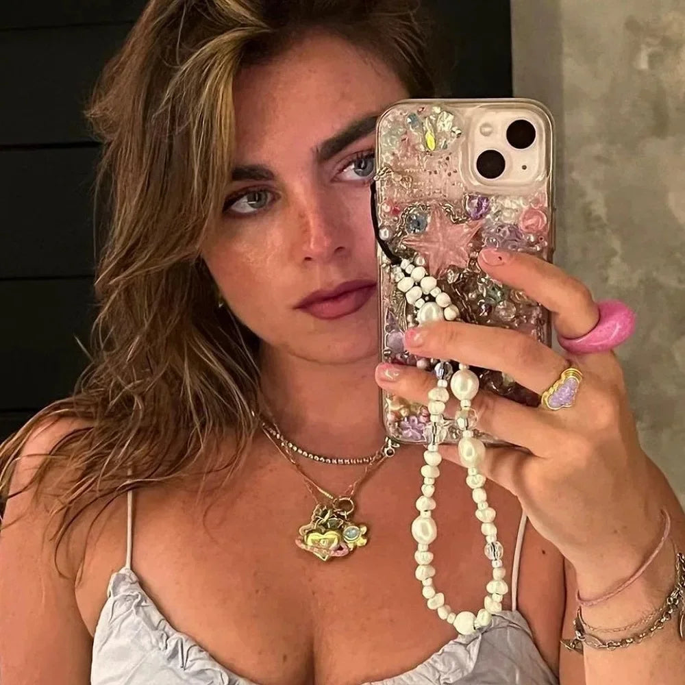 White Pearl Phone Charm LUXLIFE BRANDS