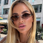 Trendy Rimless Polygonal Sunglasses Stylish Gradient Lens Metal Shades Eyewear Luxury Brand Small Rhombus Vintage Sun Glasses Luxlife Brands