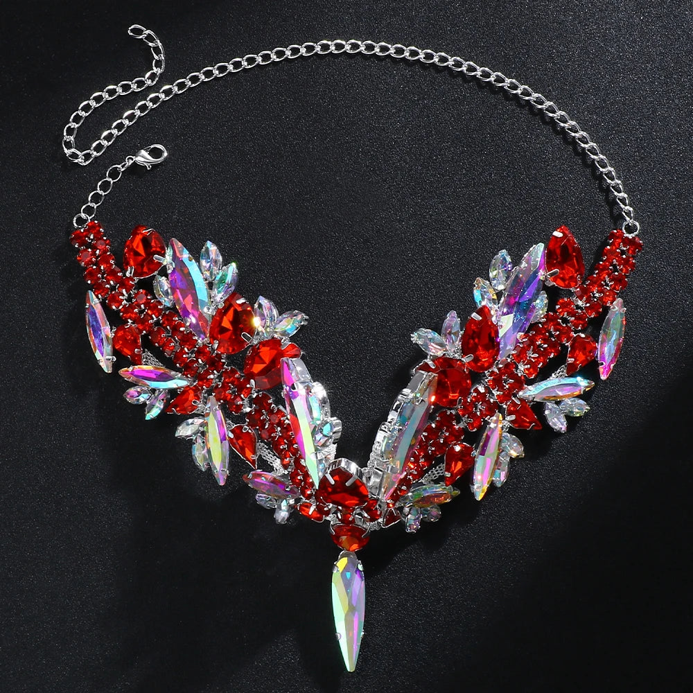 Multicolored Rhinestone Choker Necklace