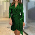 Sabrina Sequin Long Sleeved Lace Up Dress Luxlife Brands