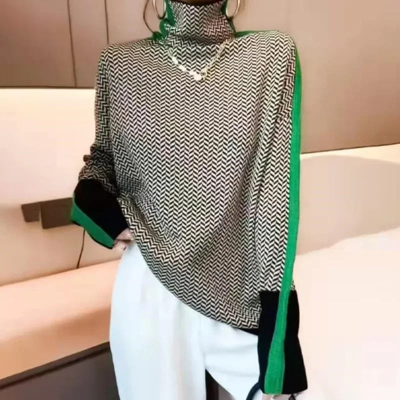 Designer Herringbone Knit Turtleneck SM-3XL LUXLIFE BRANDS