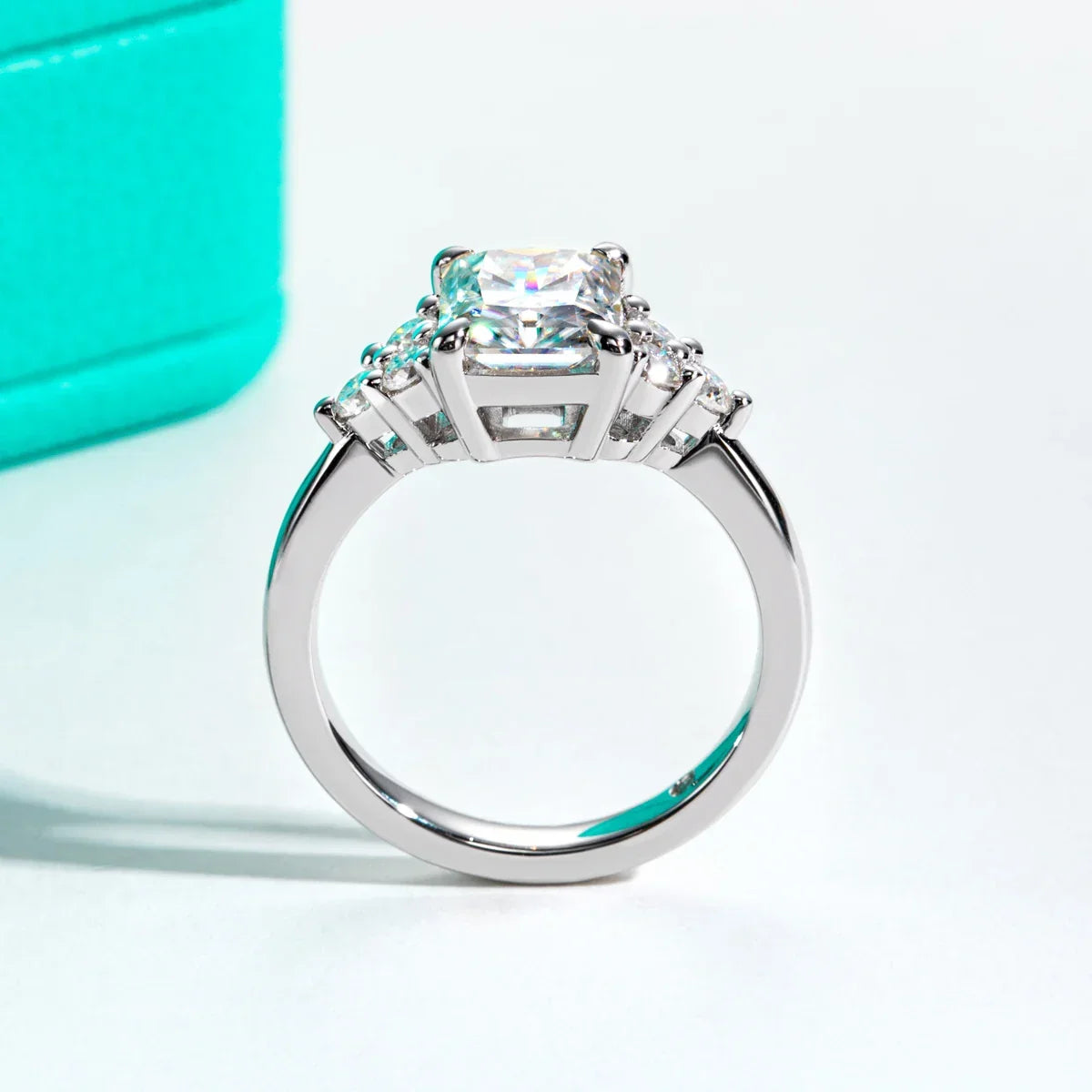 AnuJewel 3ct Radiant Cut D Color Moissanite Engagement Ring 18K Gold Plated Luxurious Wedding Ring Women Jewelry Wholesale Luxlife Brands