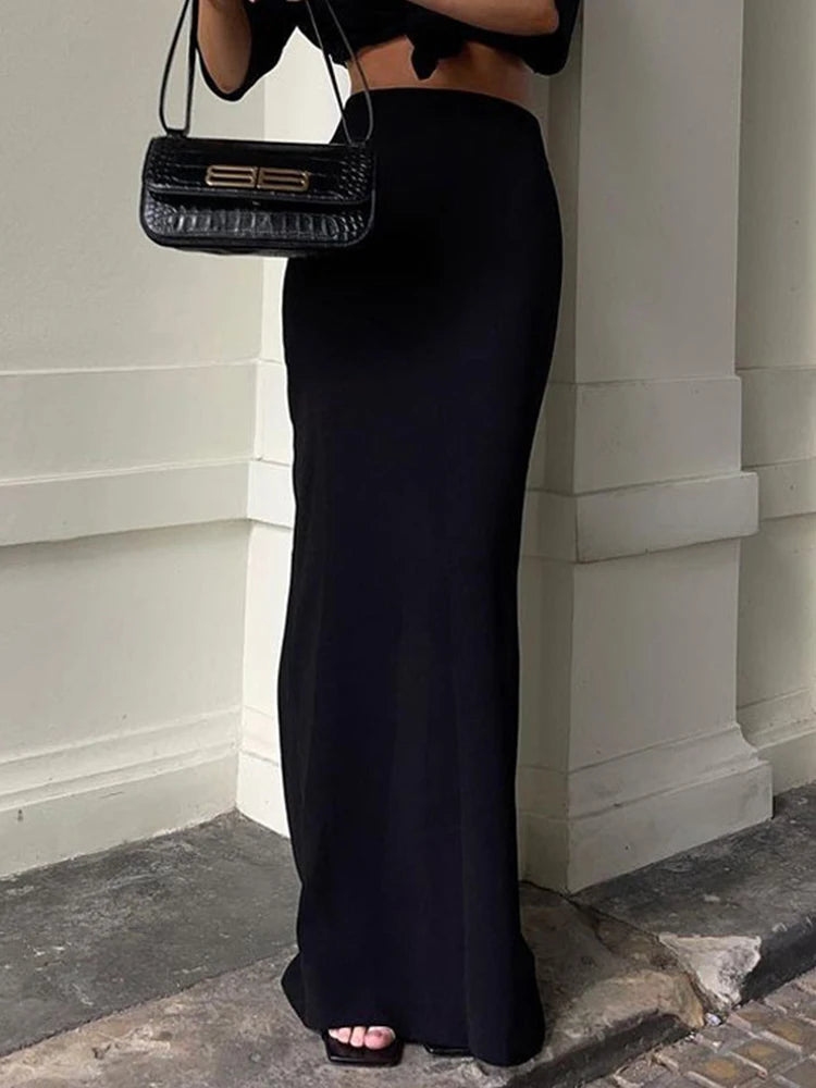 Black Maxi Bodycon Pencil Skirt